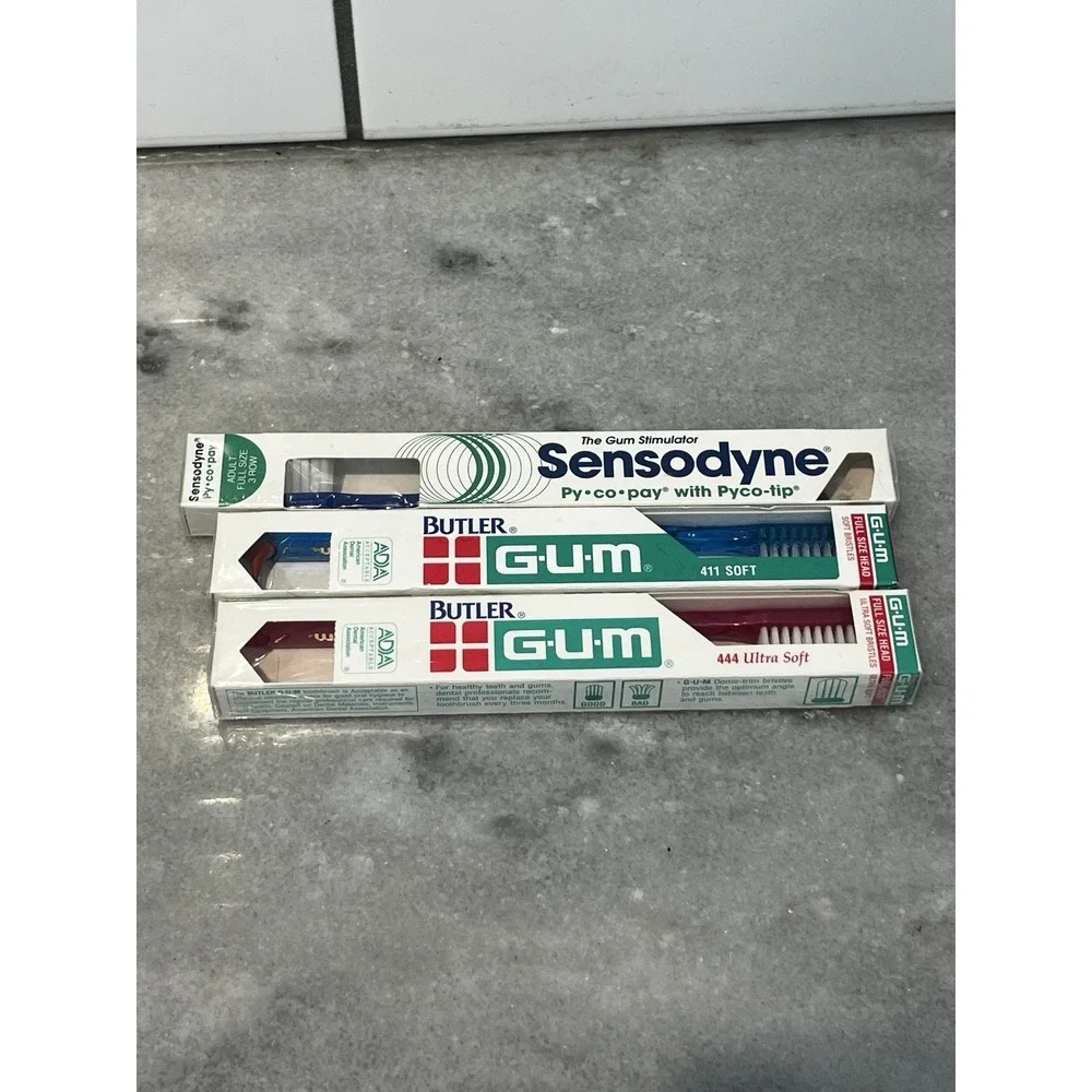 Toothbrush Lot GUM Tek Sensodine NOS Dental Hygiene 6 Pc Vintage